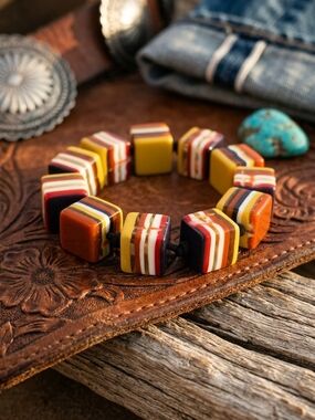 Jackie Sobral Resin Bracelet — Western Sunset Stripes